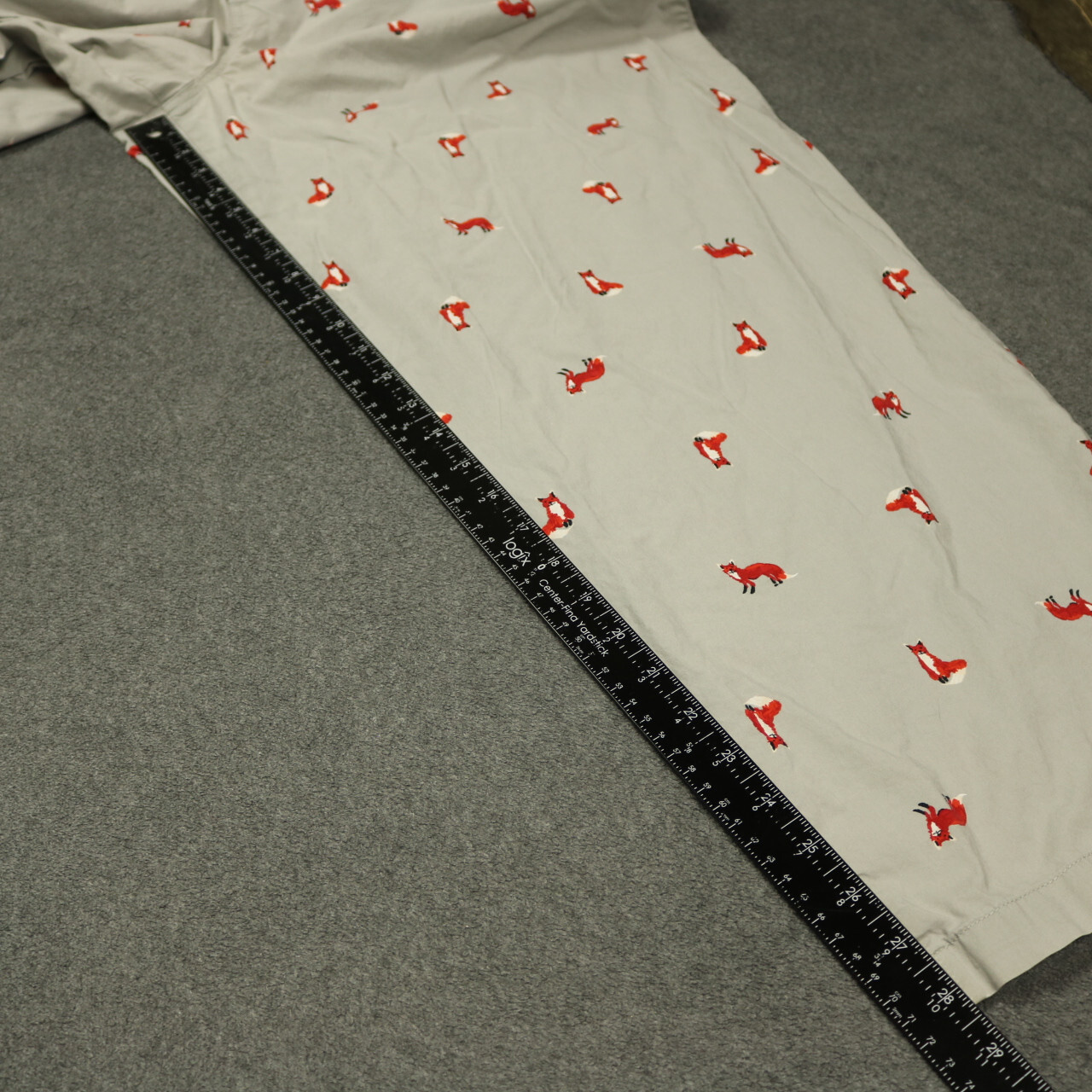 Lands End Foxes Pajama Pant Sleep Bottom Elastic Waist Button Fly Gray 2XL 44-46