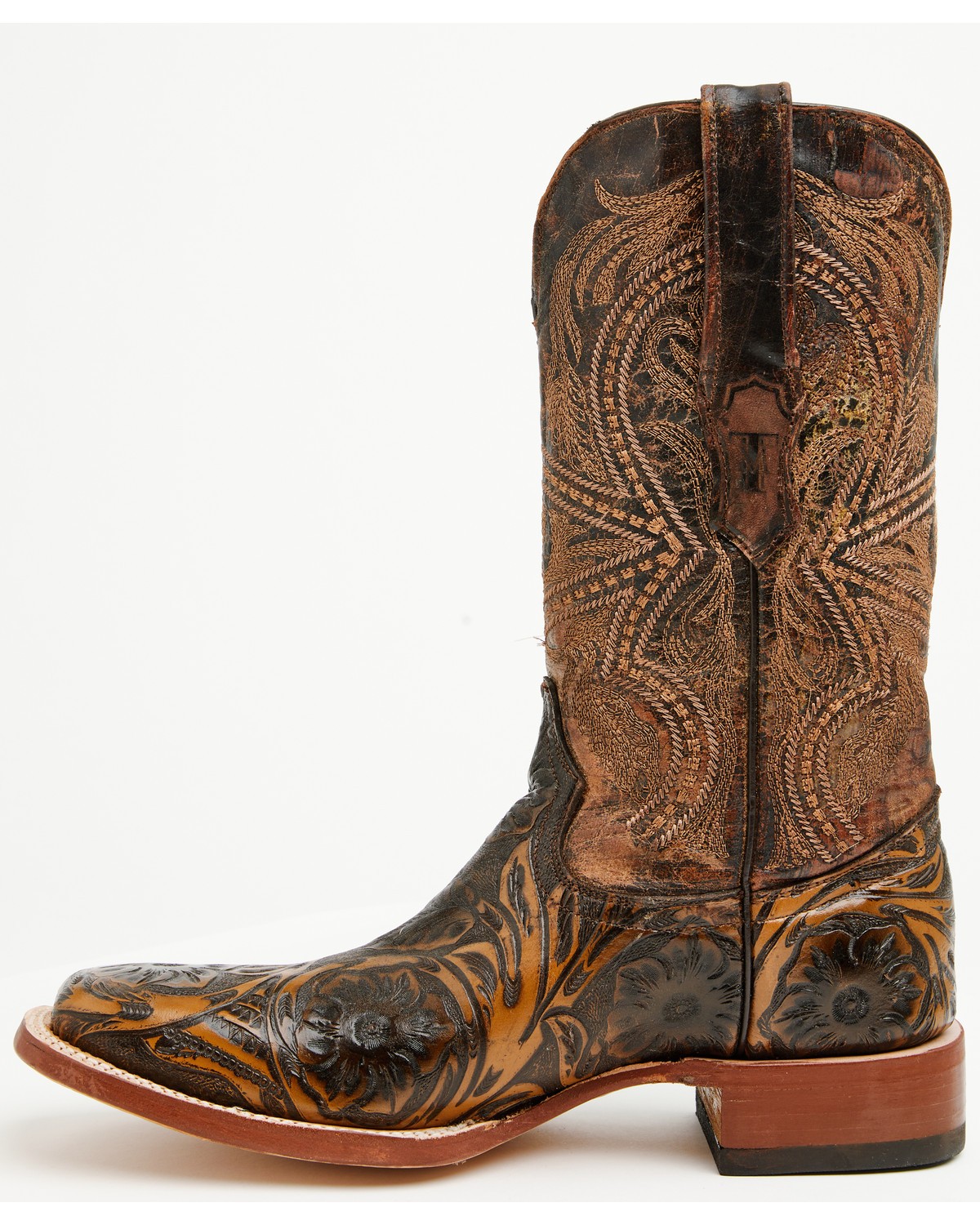 Tanner Mark Men’s Hand Tooled Western Boot – Broad Square Toe – TM205566