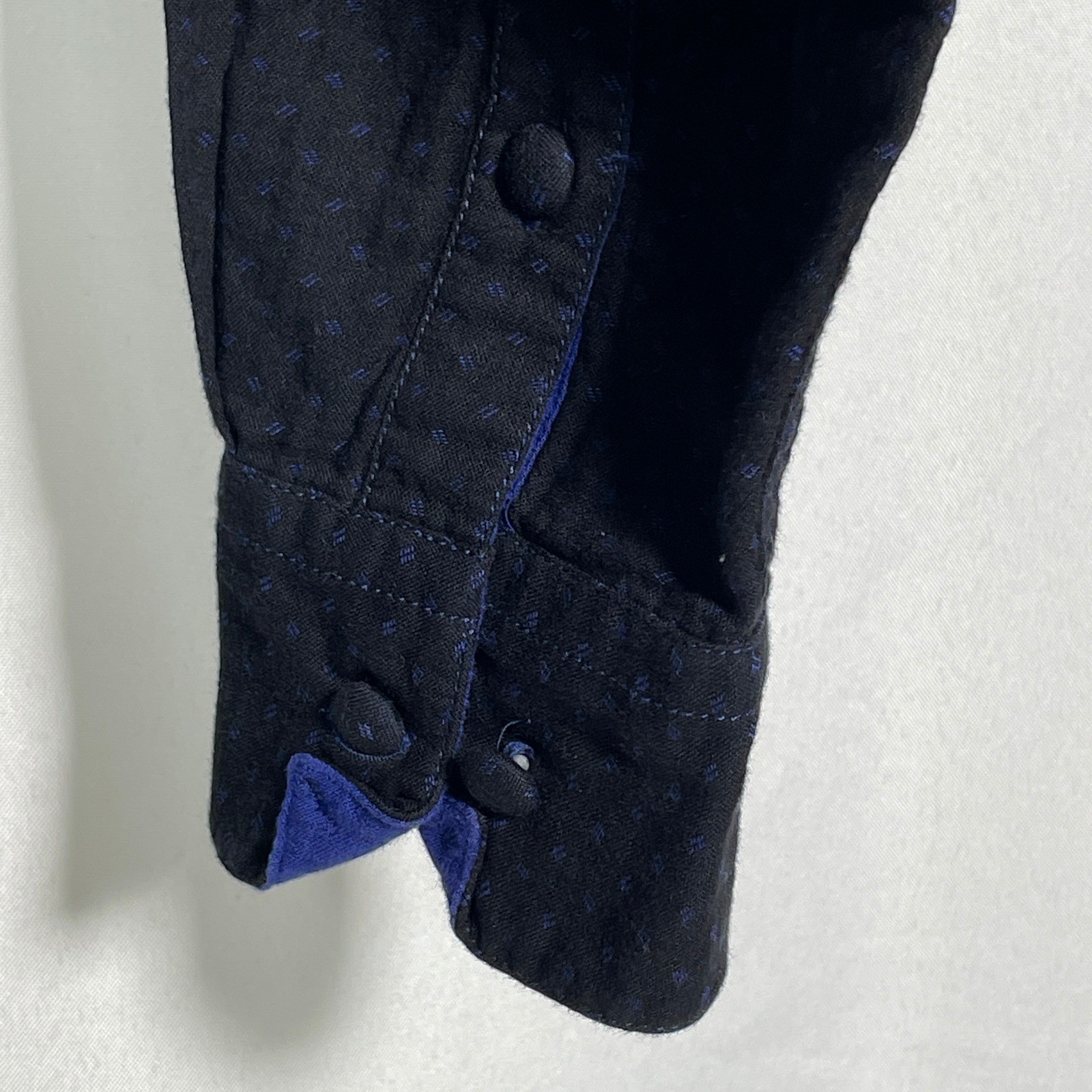 Andamen Slim Black Blue Mandarin Collar Toggle Button Henley Shirt Men’s MEDIUM