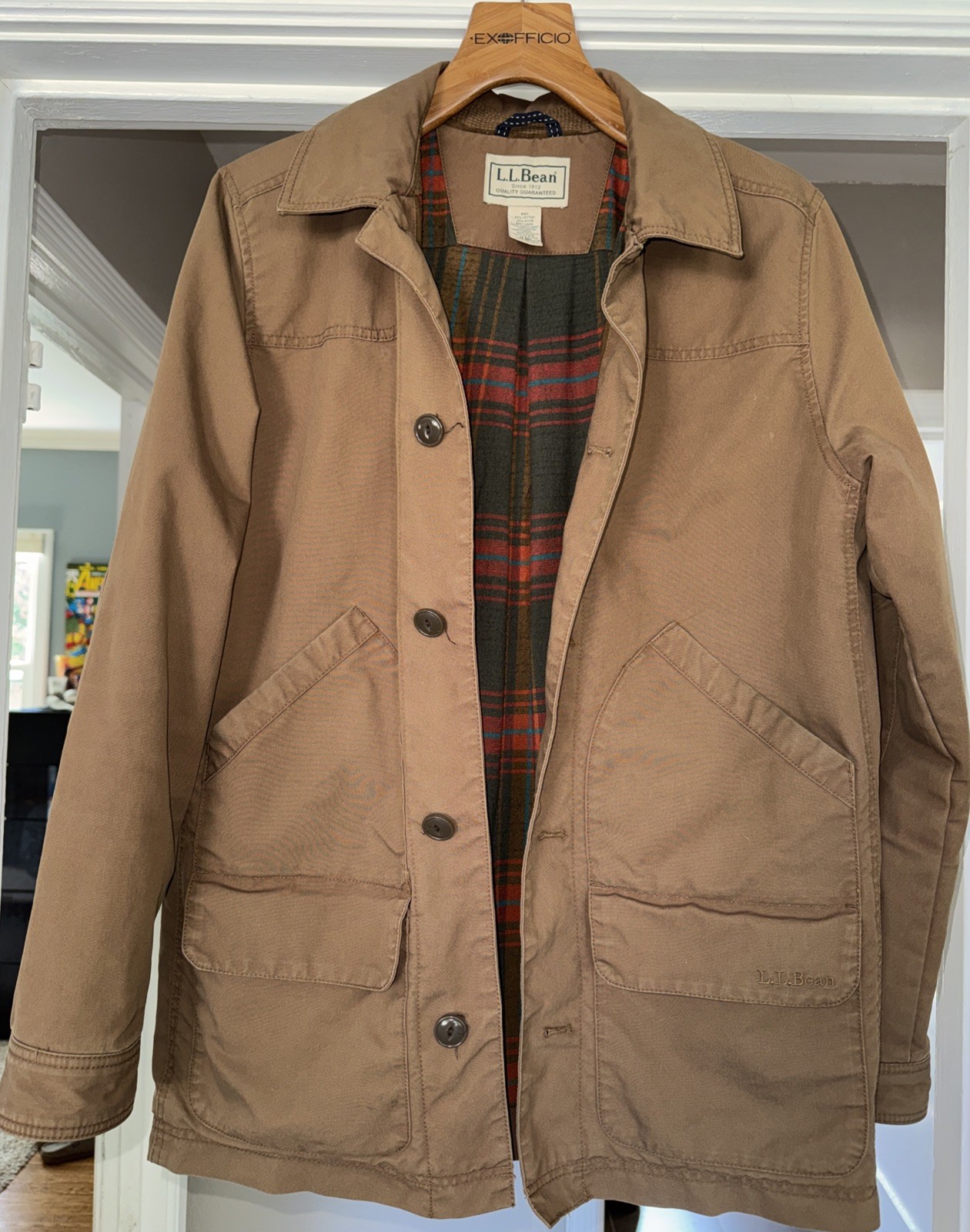 Vintage L.L Bean Field Coat Brown Canvas Flannel Lined Chore Jacket Men’s M