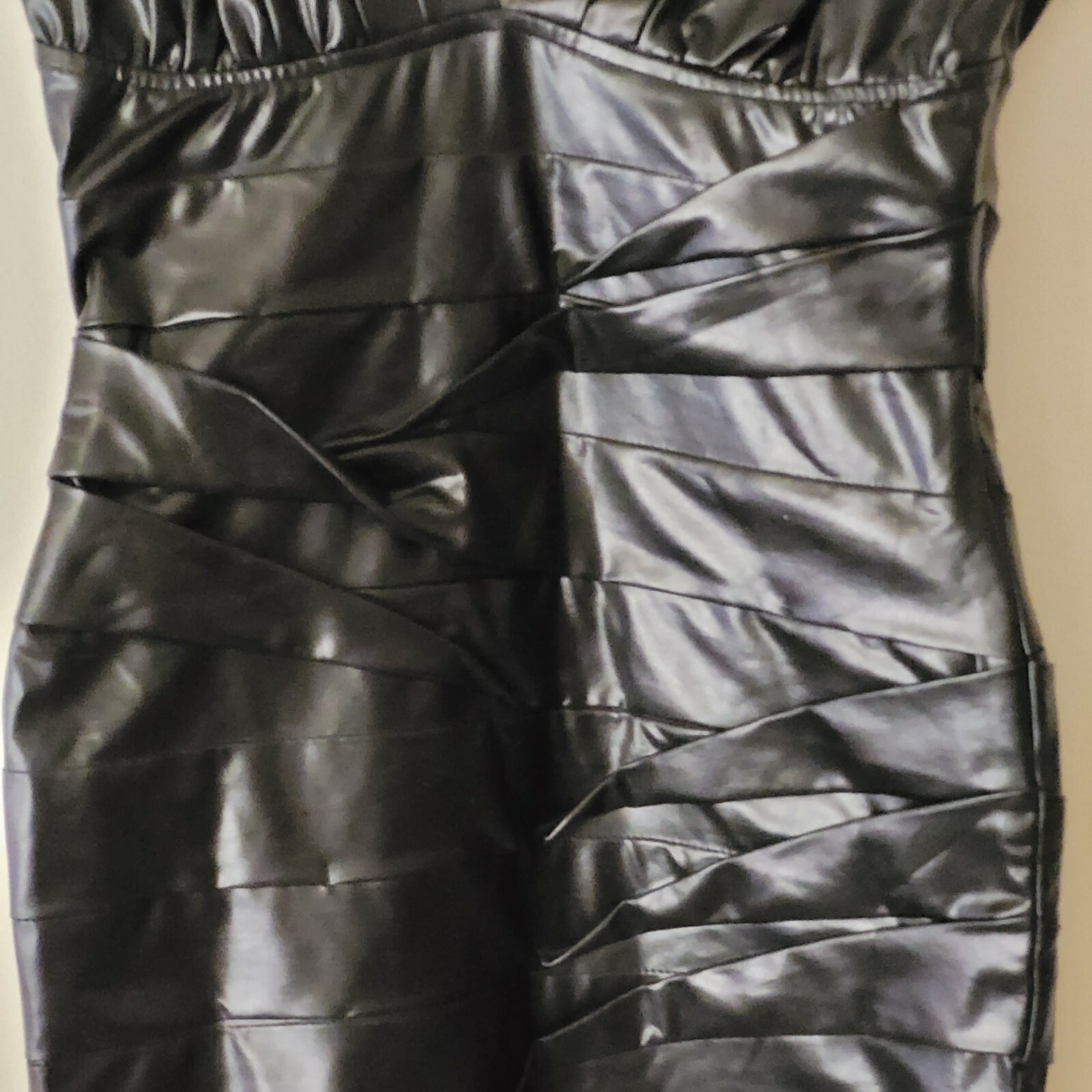Women Black Sexy PVC Faux Leather Wet Look Bodycon Mini Dress
