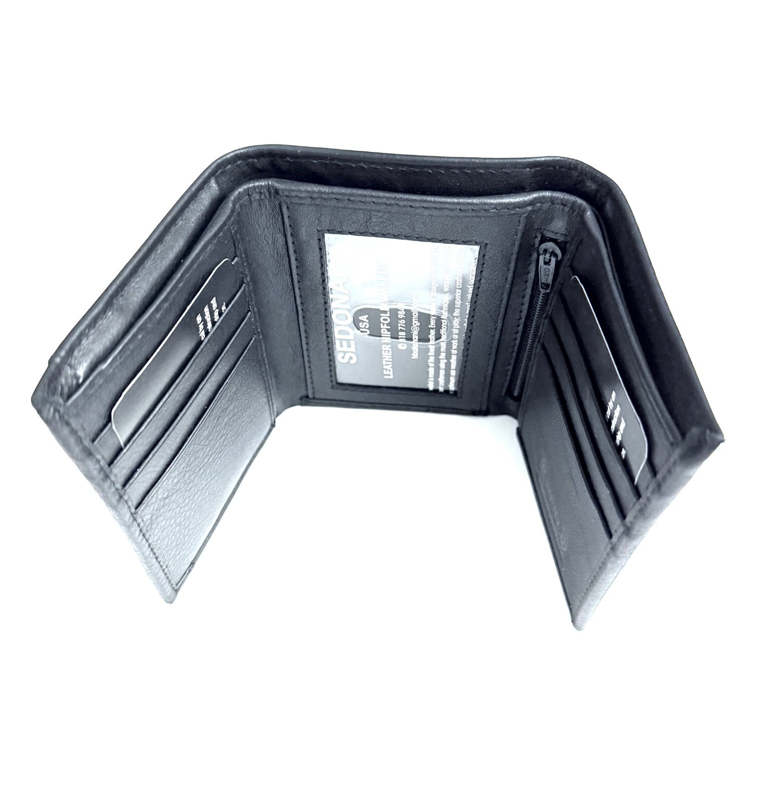 SEDONA® RFID TRIFOLD WALLET WITH 8 CARD SLOTS, PULLOUT ID CASE, ZIPPER