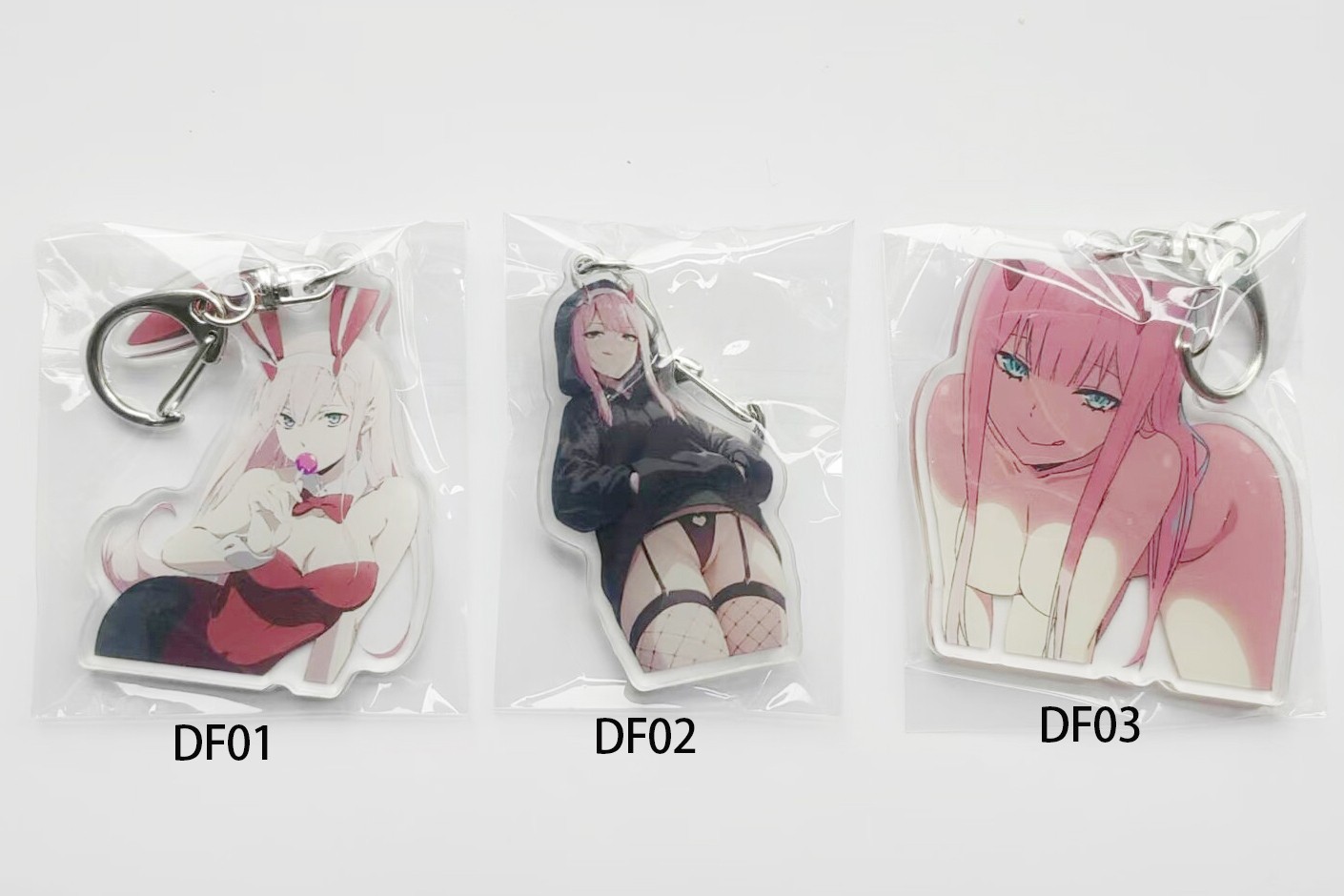 2PCS Zero Two Darling in the Franxx Acrylic Keychains Key Charms You Pick