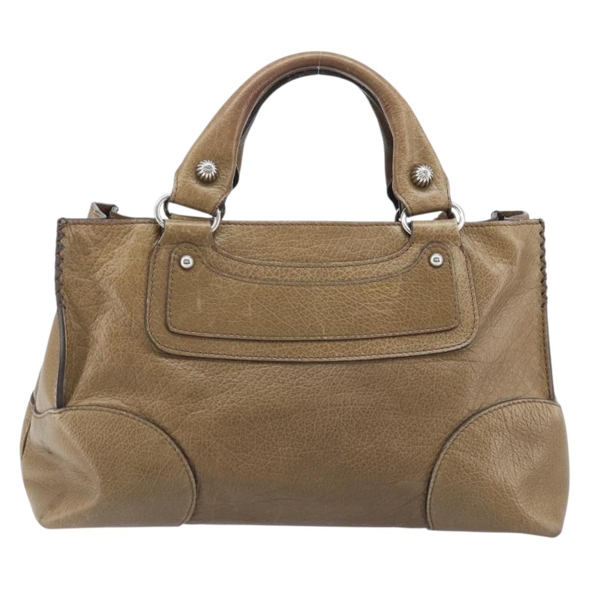 CELINE Boogie bag Hand Bag Leather Brown Silver Auth 166786
