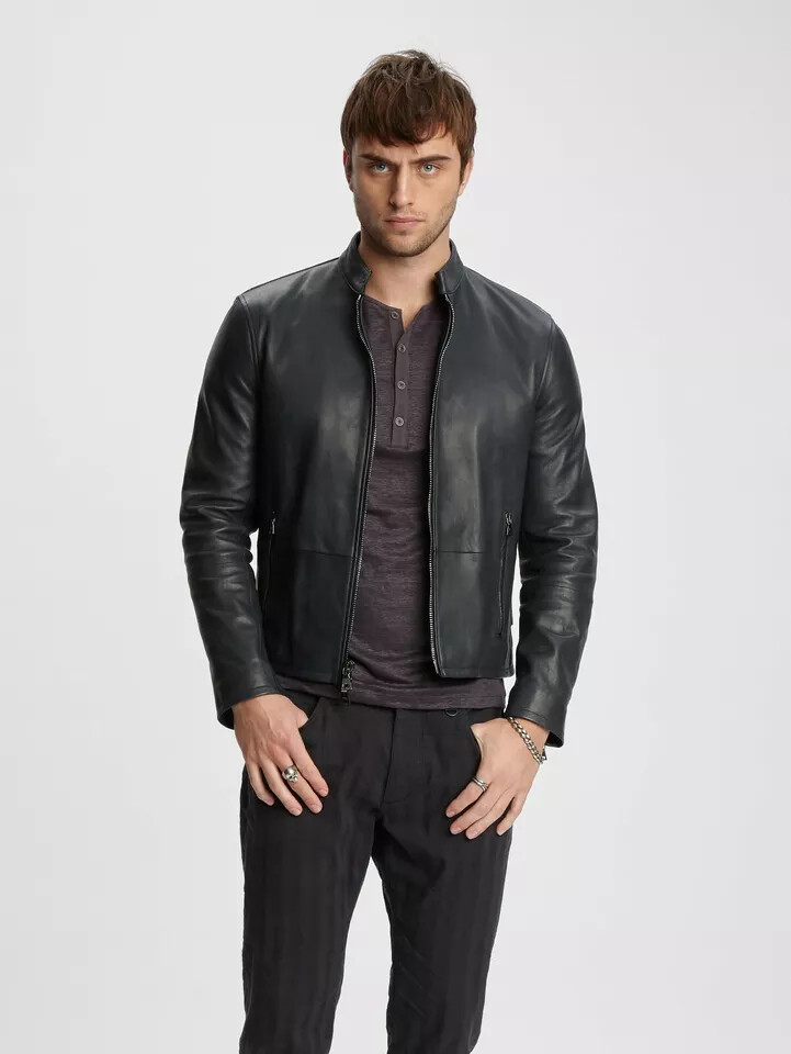 Mens Black Leather Jacket Pure Lambskin Biker Moto Racer Size S M L XL XXL 3XL