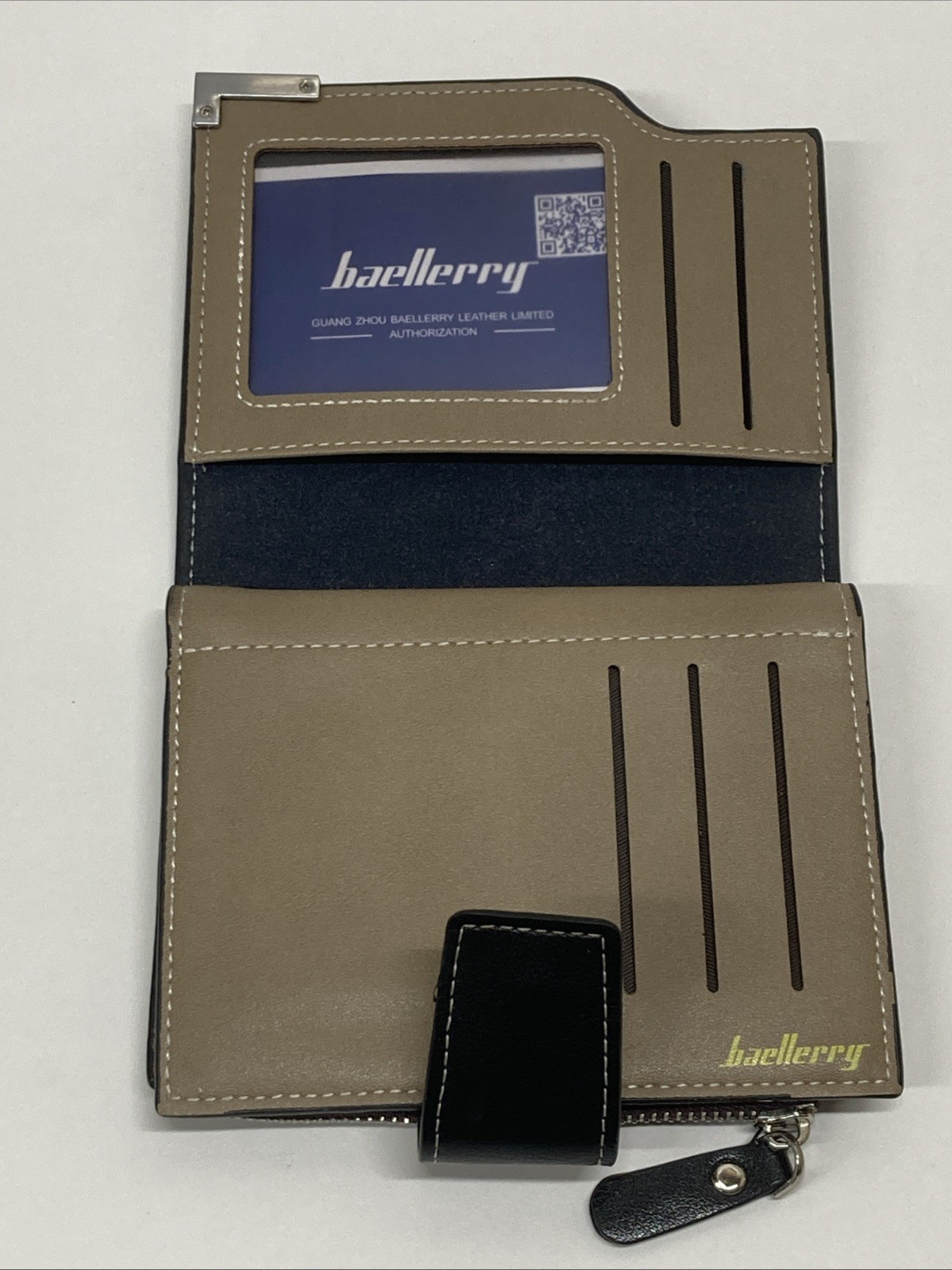 Baellerry Dark Brown Bi-Fold Wallet Coin Pocket Zipper PU Synthetic Leather 2016