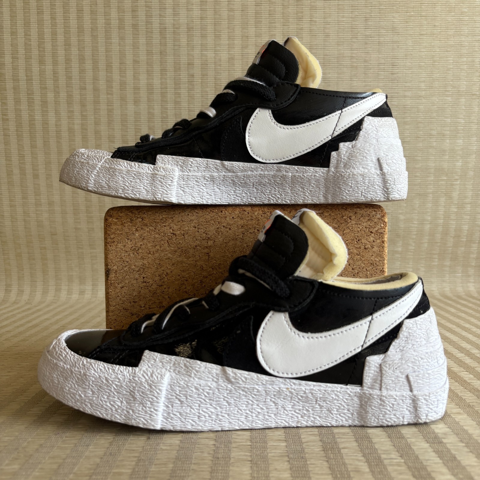 Nike Sacai Blazer Low Shoes Mens Size 7.5 Black White Leather Sneaker DM6443-001