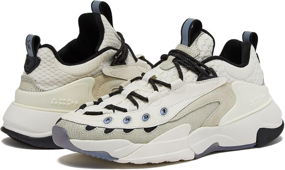 And1 Marauder Basketball Shoes White Black Gray Iridescent AD90073MWZ Men’s NEW