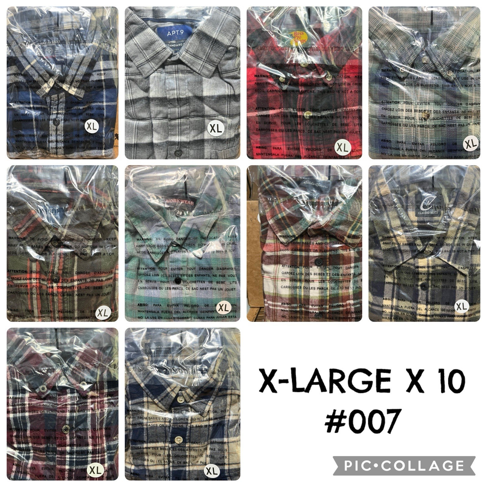 10 Piece Flannel Shirt Lot Sz XL Flannels Vintage Modern Repurpose Upcycle #007