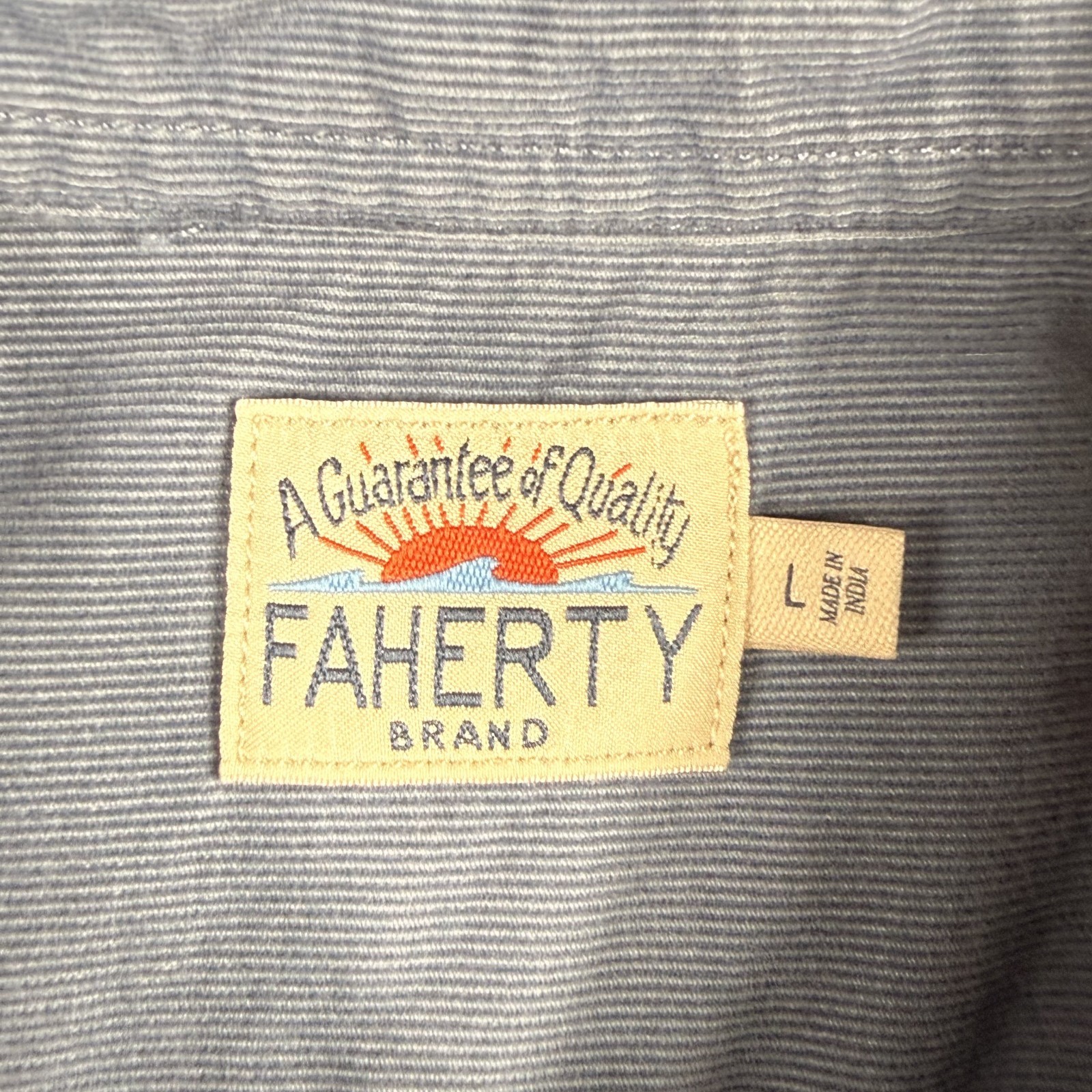 Faherty Shirt Men Large Blue Coruroy Needle Micro Cord Button Outdoor Beach READ