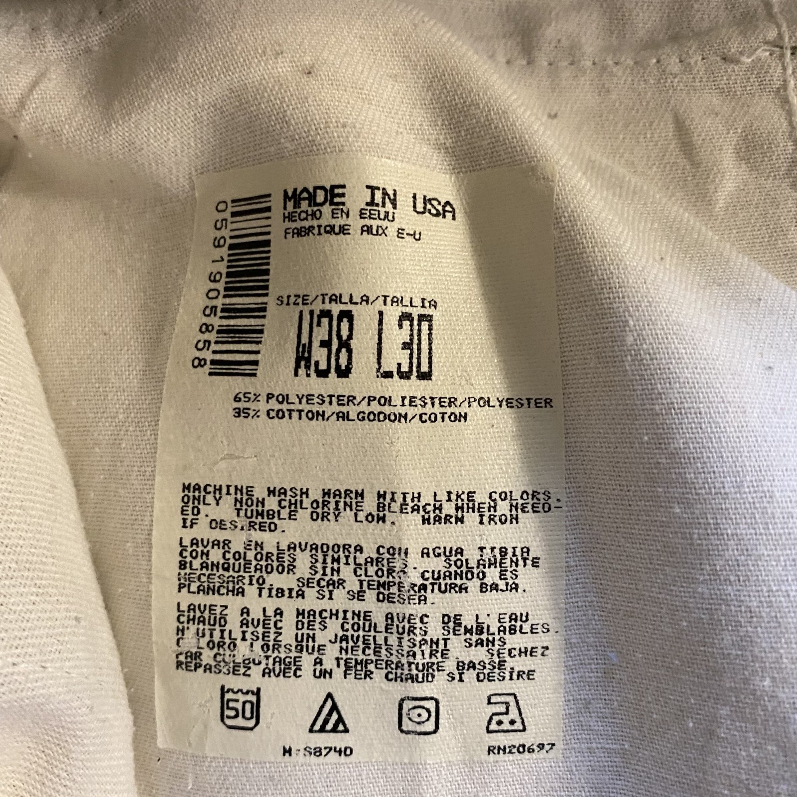 Dickies 874 Original Work Pants Grey 38W 30L Made In USA Poly Cotton Work Pants