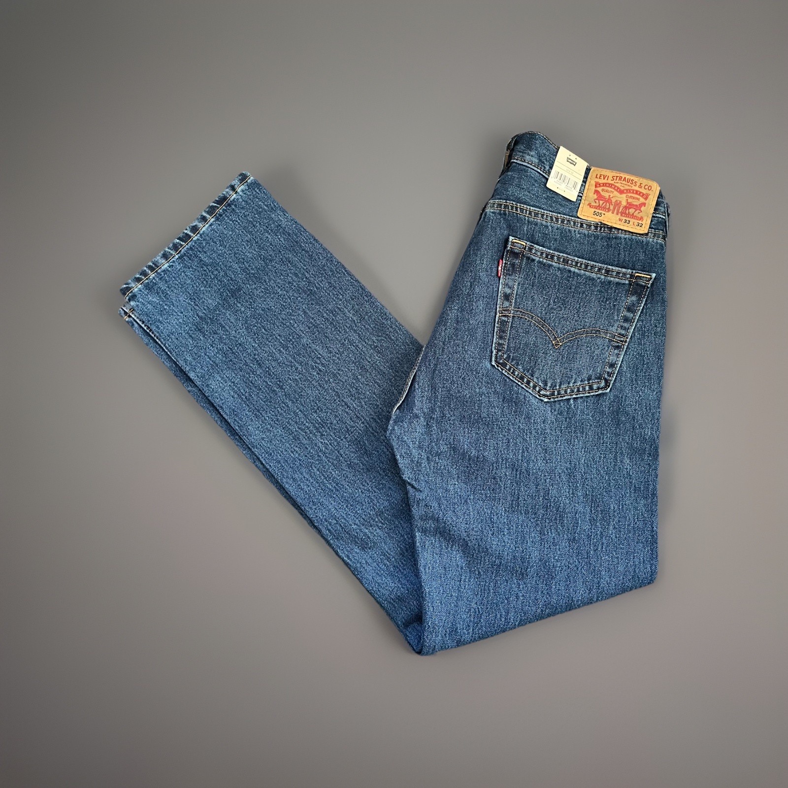Levis 505 Jeans New Mens 33×32 Regular Fit Straight Leg New With Tags Free Ship