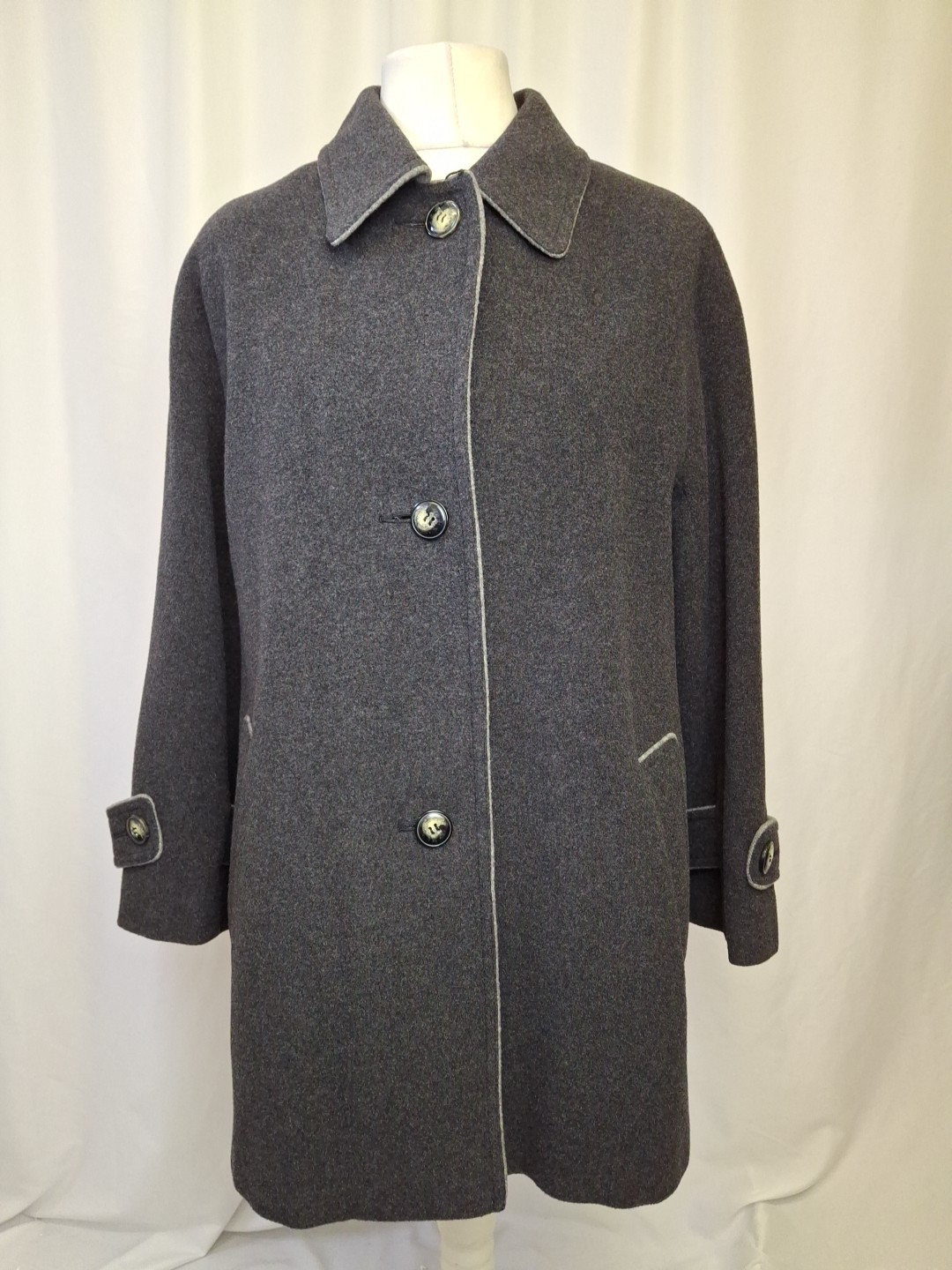 Grey Coat LAMPERT London Women’s Size UK12 Virgin Wool Outdoor Spring E4905