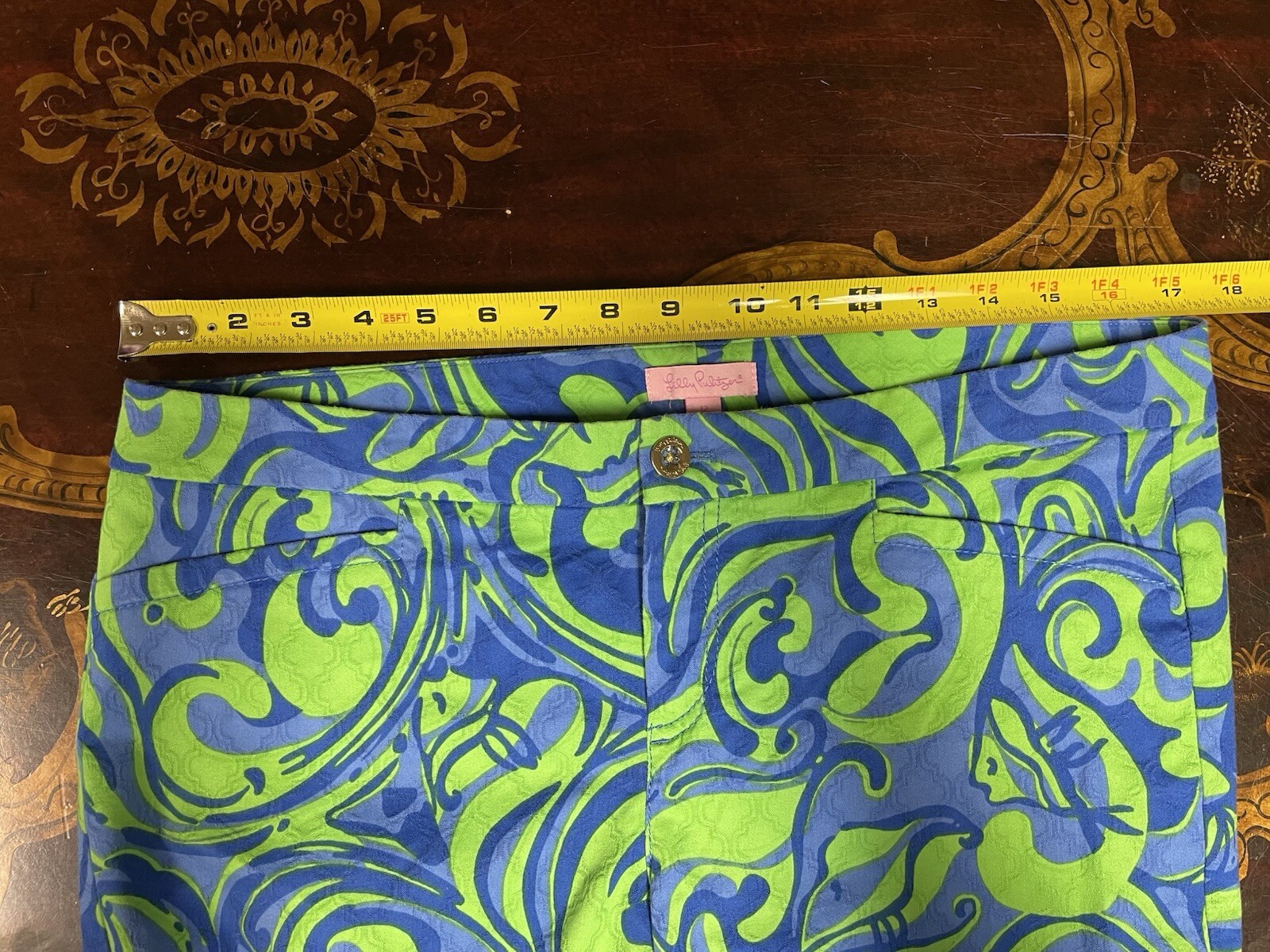 Lilly Pulitzer Kelly Ankle Pant Canopy Green I’m No Angel Swirl Disco Artsy 12