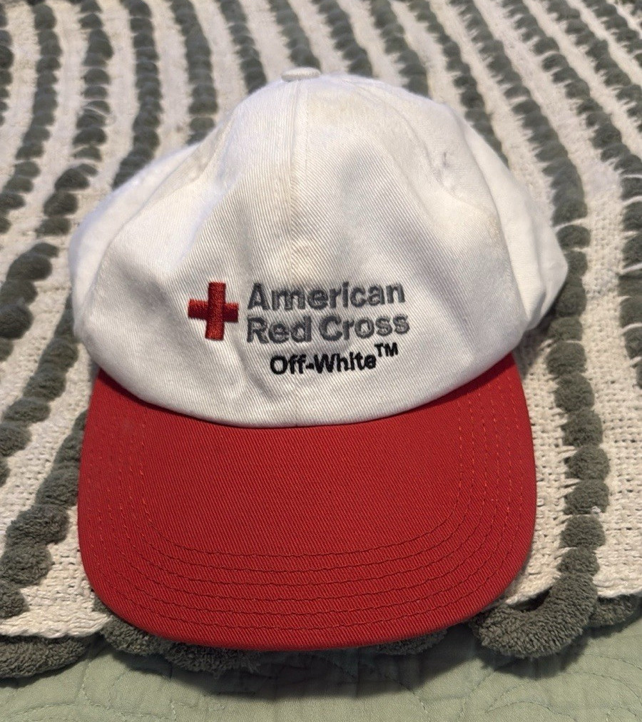 Off-White American Red Cross Baseball Cap White/Red Adjustable One Size