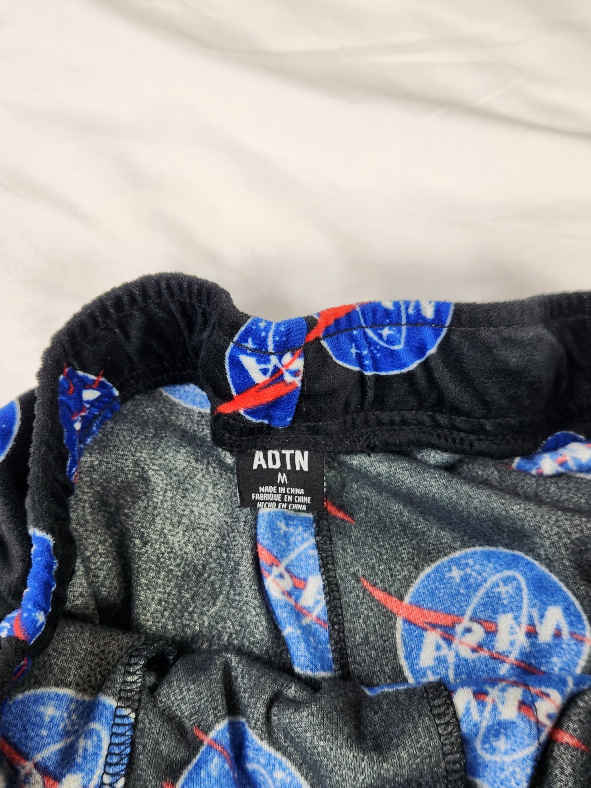 ADTN Pants M Men’s Black NASA Logo Fleece Pajama Lounge Pants