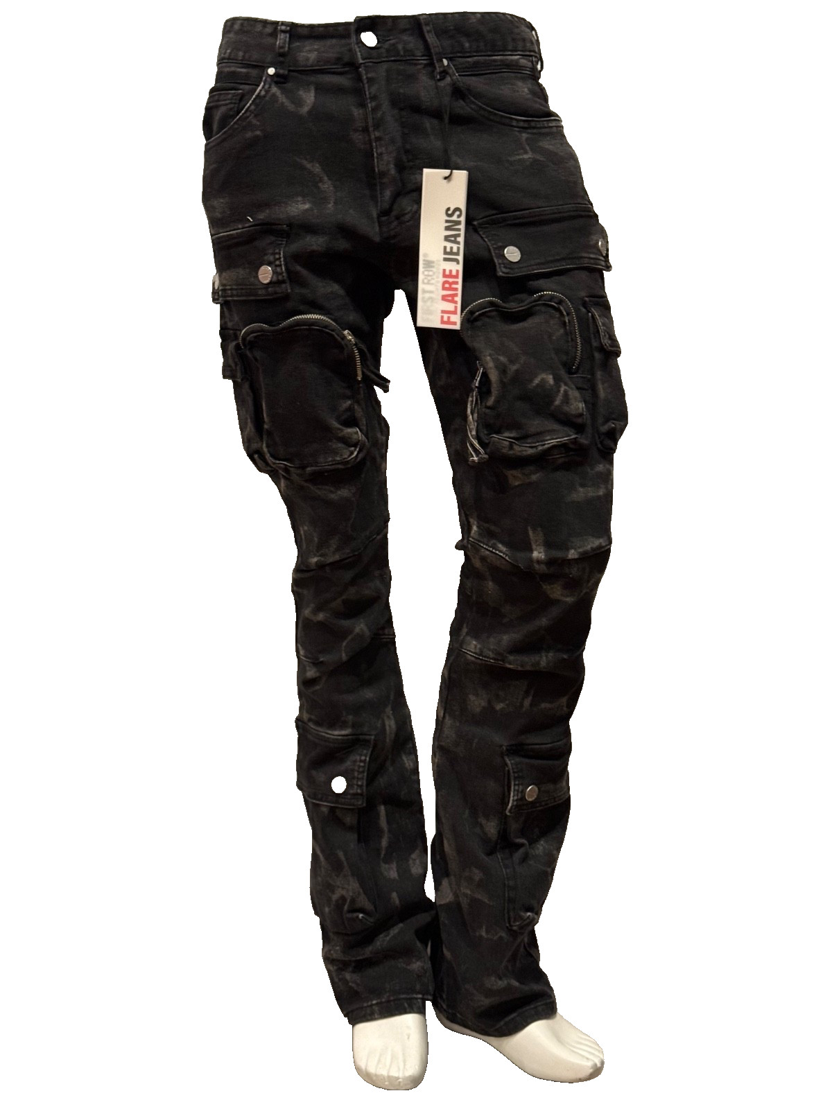 New ! Men’s First Row Stacked Fit Jeans balck washed Denim (typhoon) Skinny