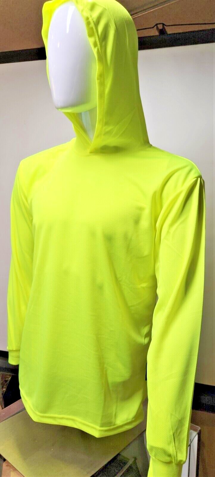 Hi Vis Long Sleeve Safety Shirt W/ Hoodie, Quick Dry Polyester Birdeye mesh