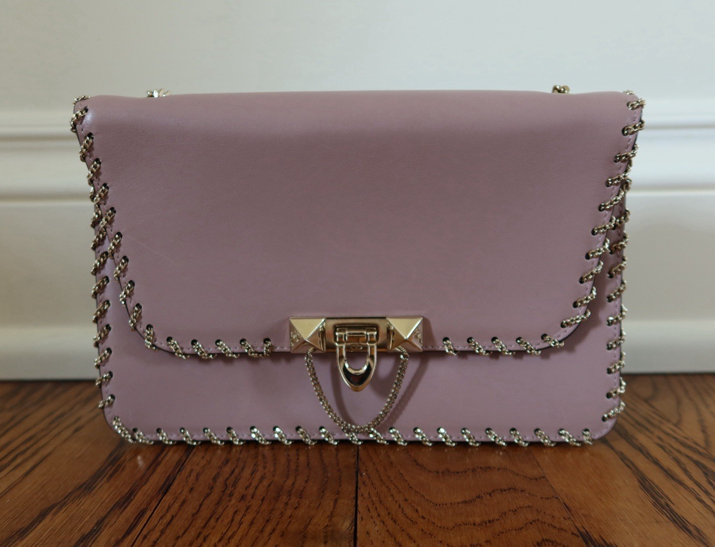 Valentino Garavani Pink Demilune Chain Crossbody w/ whipstitch (OG $2100)