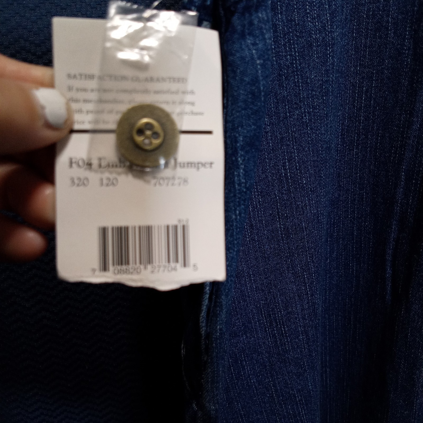 CC Hughes “Leaves” DENIM JUMPER DRESS W/ POCKETS SIZE M NWT