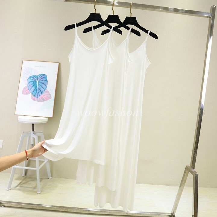 Women Cami Full Slip Plain Long Loose Dresses Camisole Liner Under dress