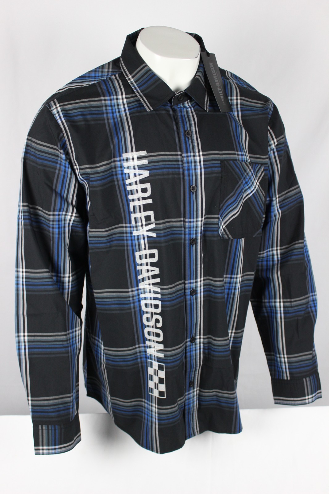 Harley Davidson Men’s The Bagger Long Sleeve Button Shirt Black Plaid
