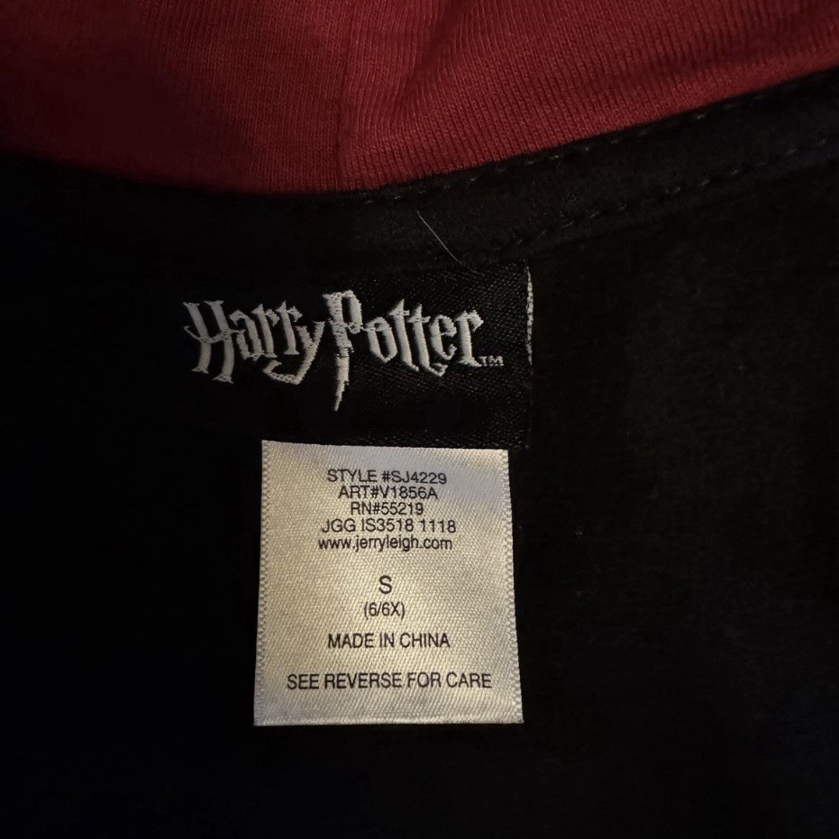 Harry Potter Hermione Gryffindor Hoodie Girls S 6/6X Black Pullover NWT