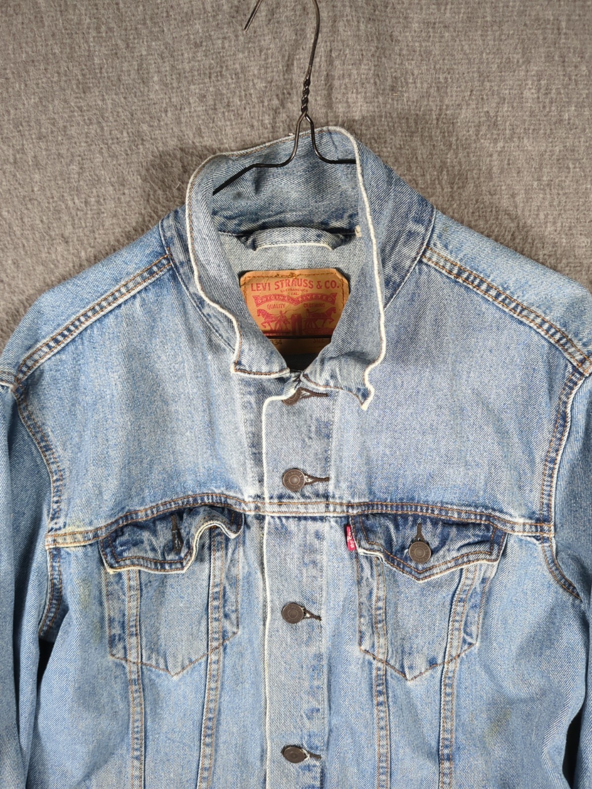 Levis Mens Large Jean Denim Jacket 72334 Blue Button Pockets