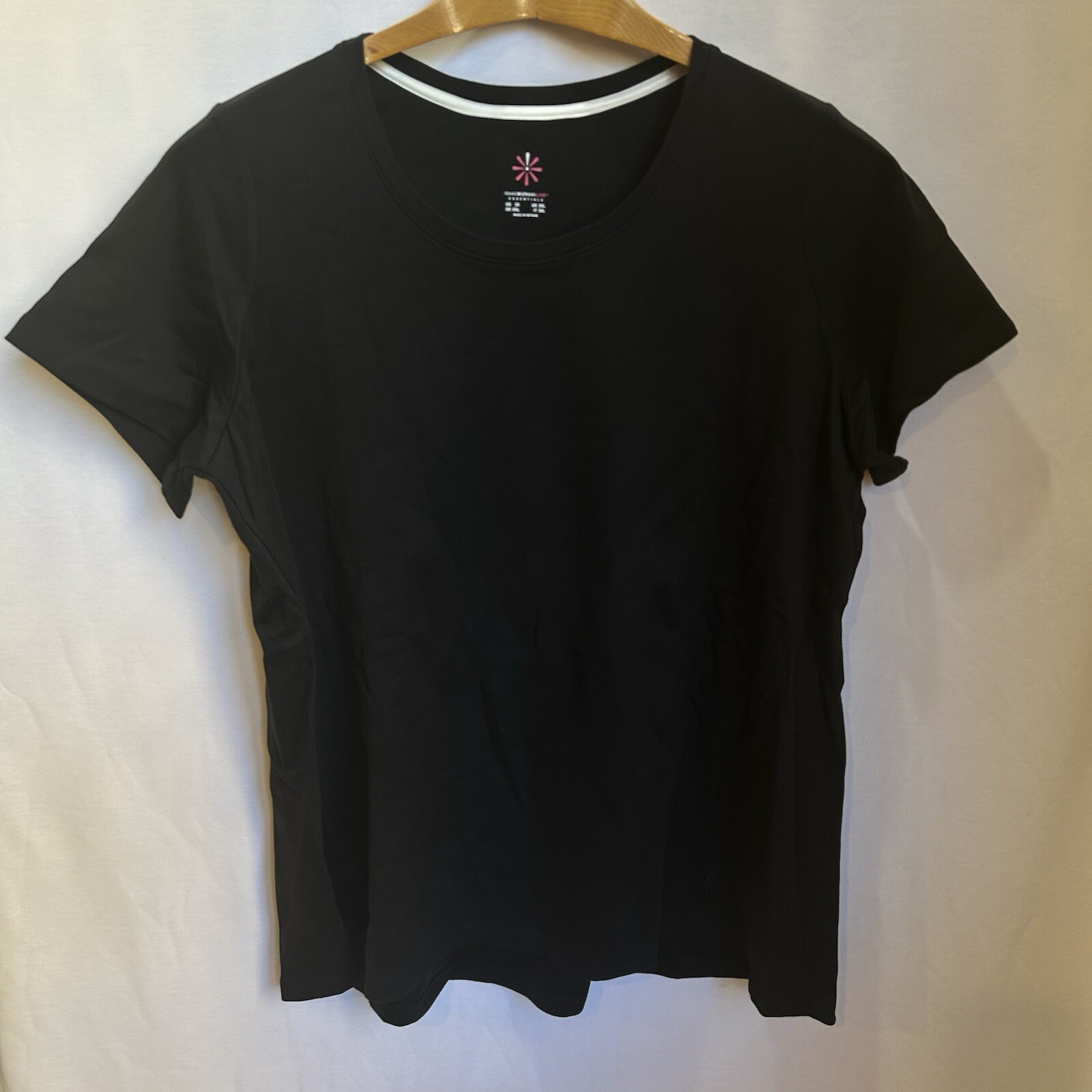 Isaac Mizrahi Essentials Top Pima Cotton Scoop Neck Slit Hem Black Plus Size 3XL