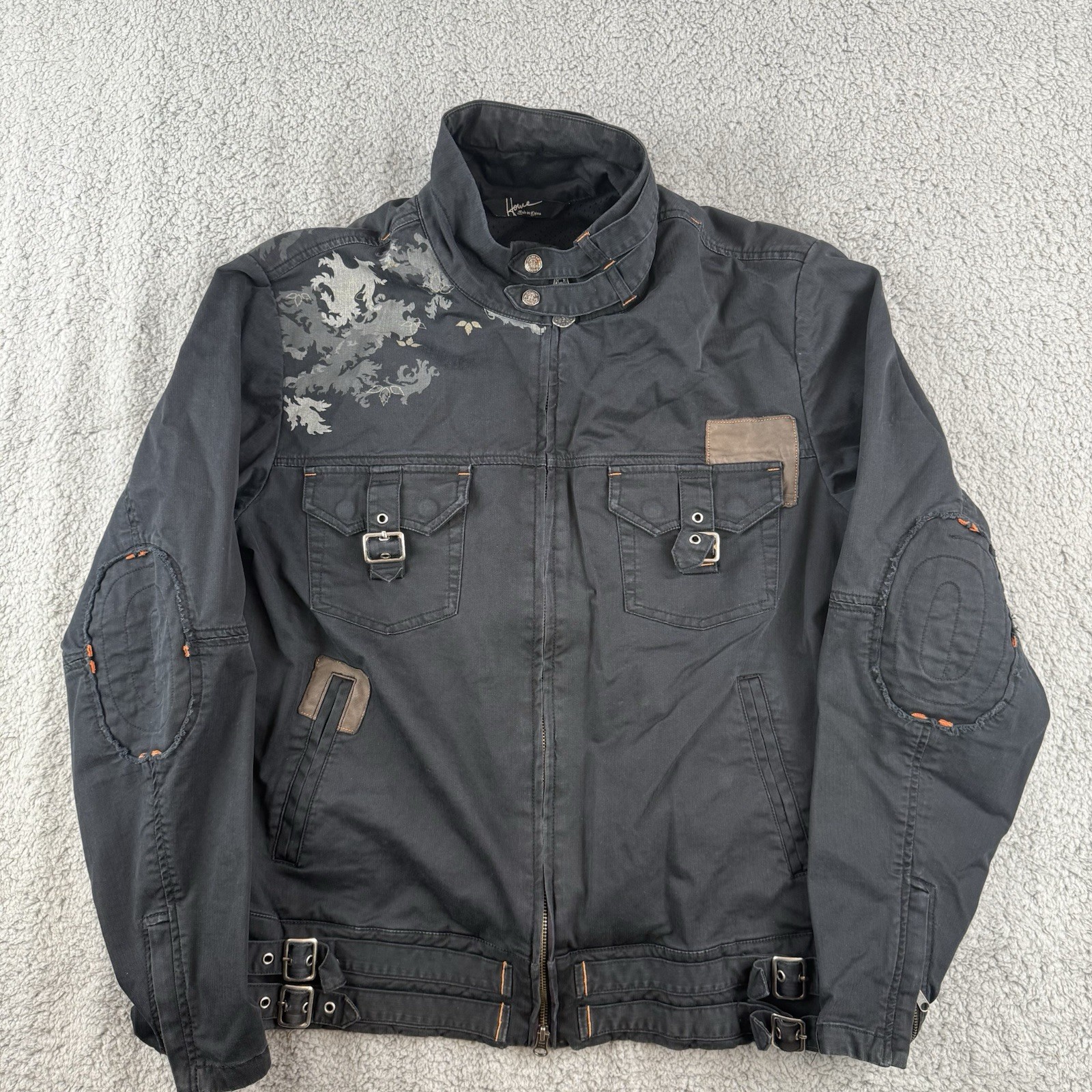 House of Howe Mens Large Buckle Jacket Black Gothic Rock