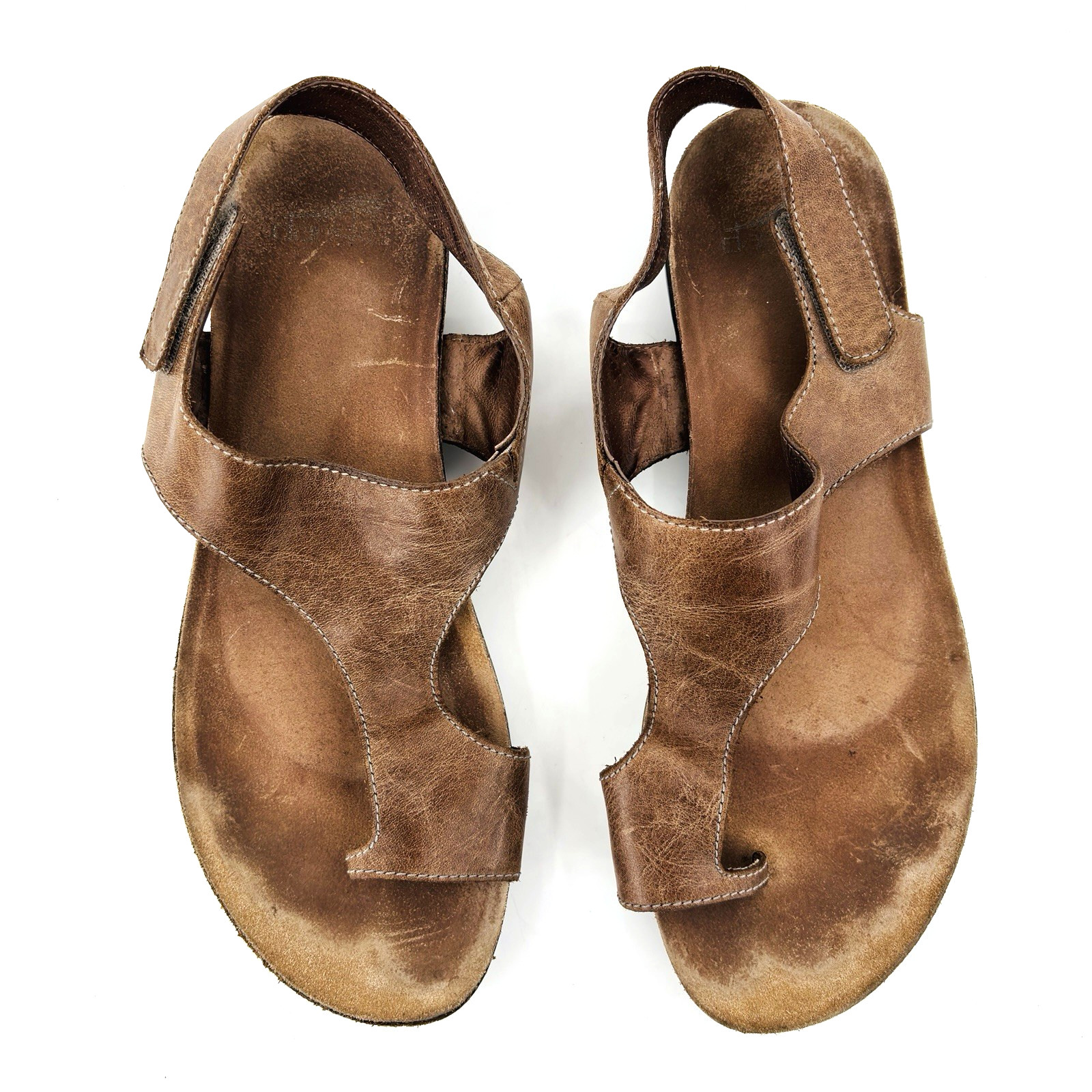 Womens 10.5-11 41 Dansko Reece Brown Leather Slingback Sandals Shoes Toe Loop