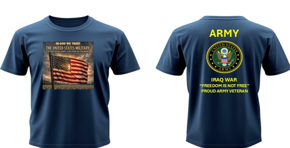ARMY*KOREAN WAR VETERAN*FORCE FOR GOOD* 2-SIDED SHIRT. ARMY OFFICIAL LICENSE
