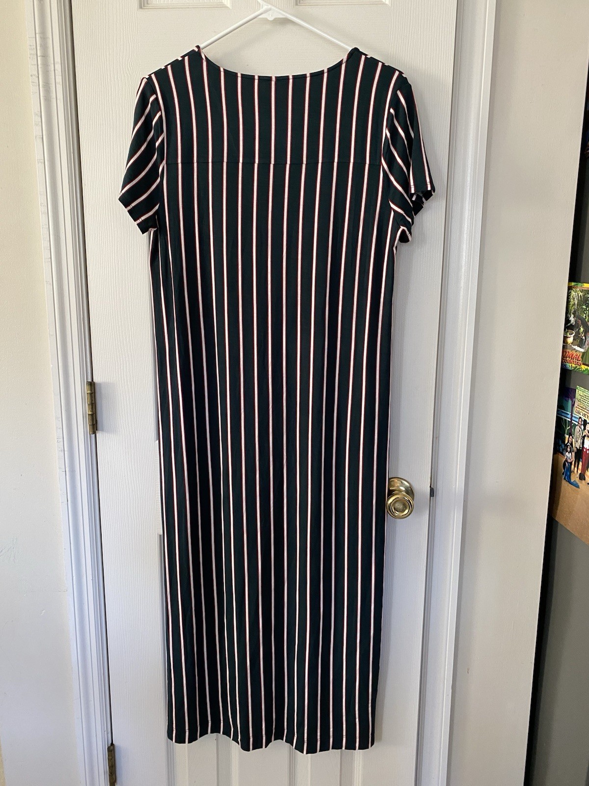 SOMA S Cool Nights SS Long Midnight Stripe Green JOL Sleepshirt –