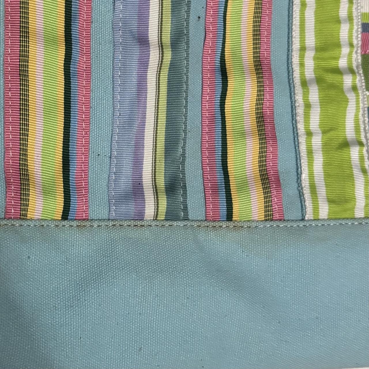Vintage 90s Quacker Factory Fun Pastel Spring Striped Polka Dot Pattern Tote Bag