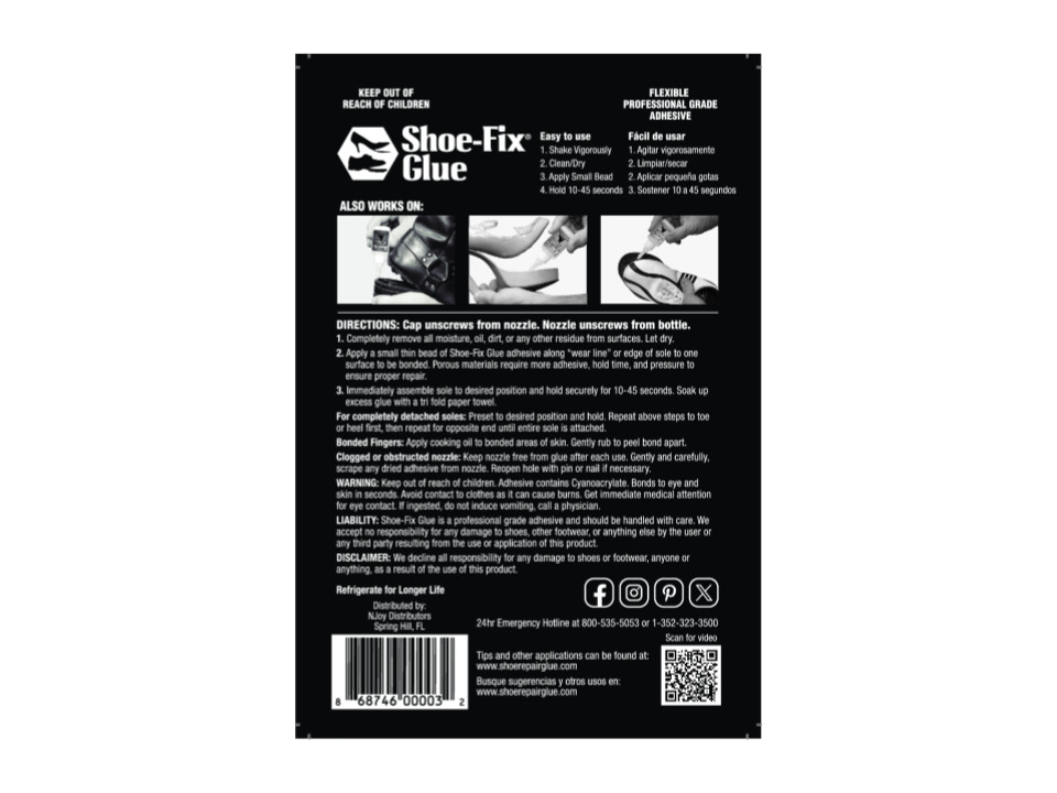 Shoe-Fix Glue BLACK: Professional Grade Shoe Repair Glue For All Footwear