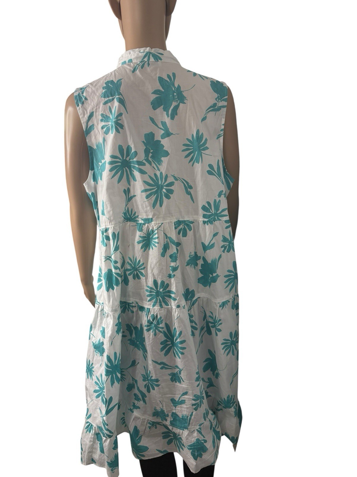 Rosso35 Pure Cotton Sleeveless Tiered Summer Dress Italian Size 50