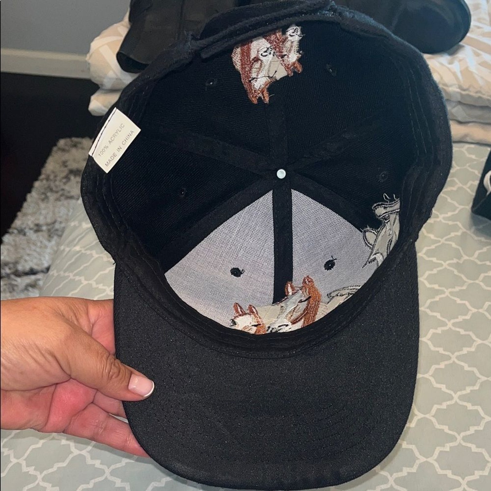 Vintage Horse Embroidered Baseball Cap w/Horse Design. Horse Shadow on right.