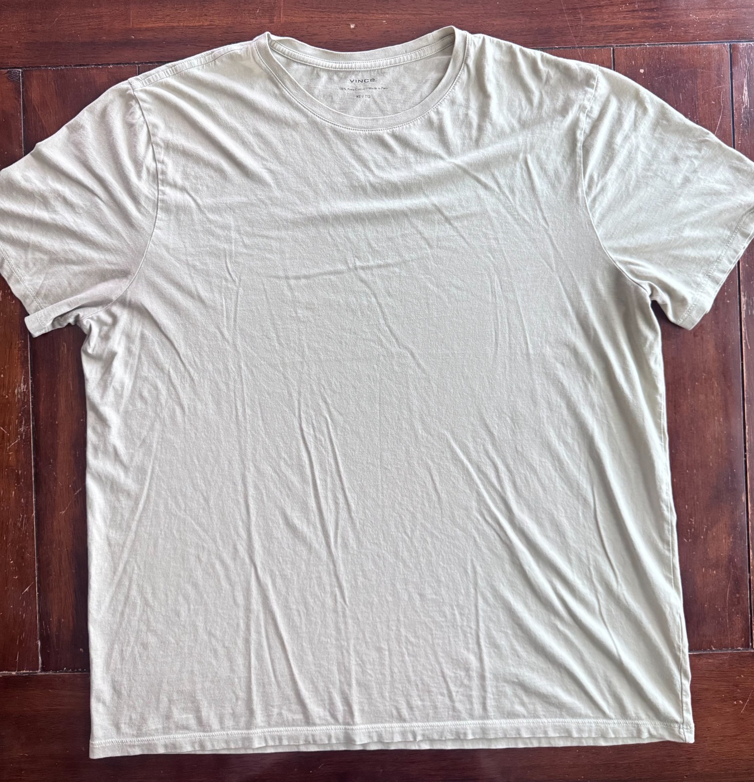 Vince Men’s Light Green Pima Cotton Crew-Neck Short Sleeve T-Shirt (XL)
