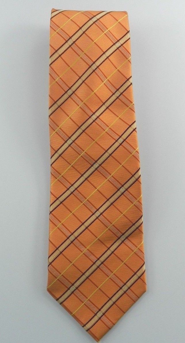 Charles’s Wain by Uomo Venetto Men’s 60″ Necktie Orange Striped Silk Career