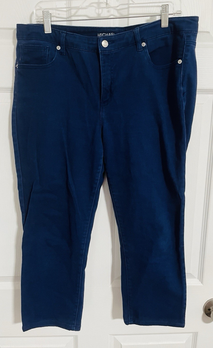 Michael Kors Women’s Blue Denim Cropped Skinny Stretch Jeans Solid 5-Pocket