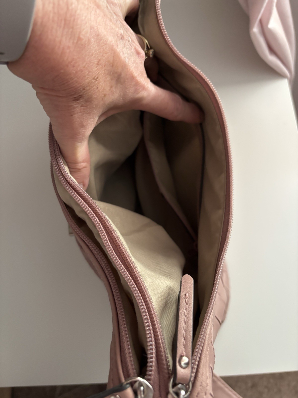 Rosetti Pink Quilted Shoulder Bag, Zip Closure, Lined w/ Pockets, Silver HW