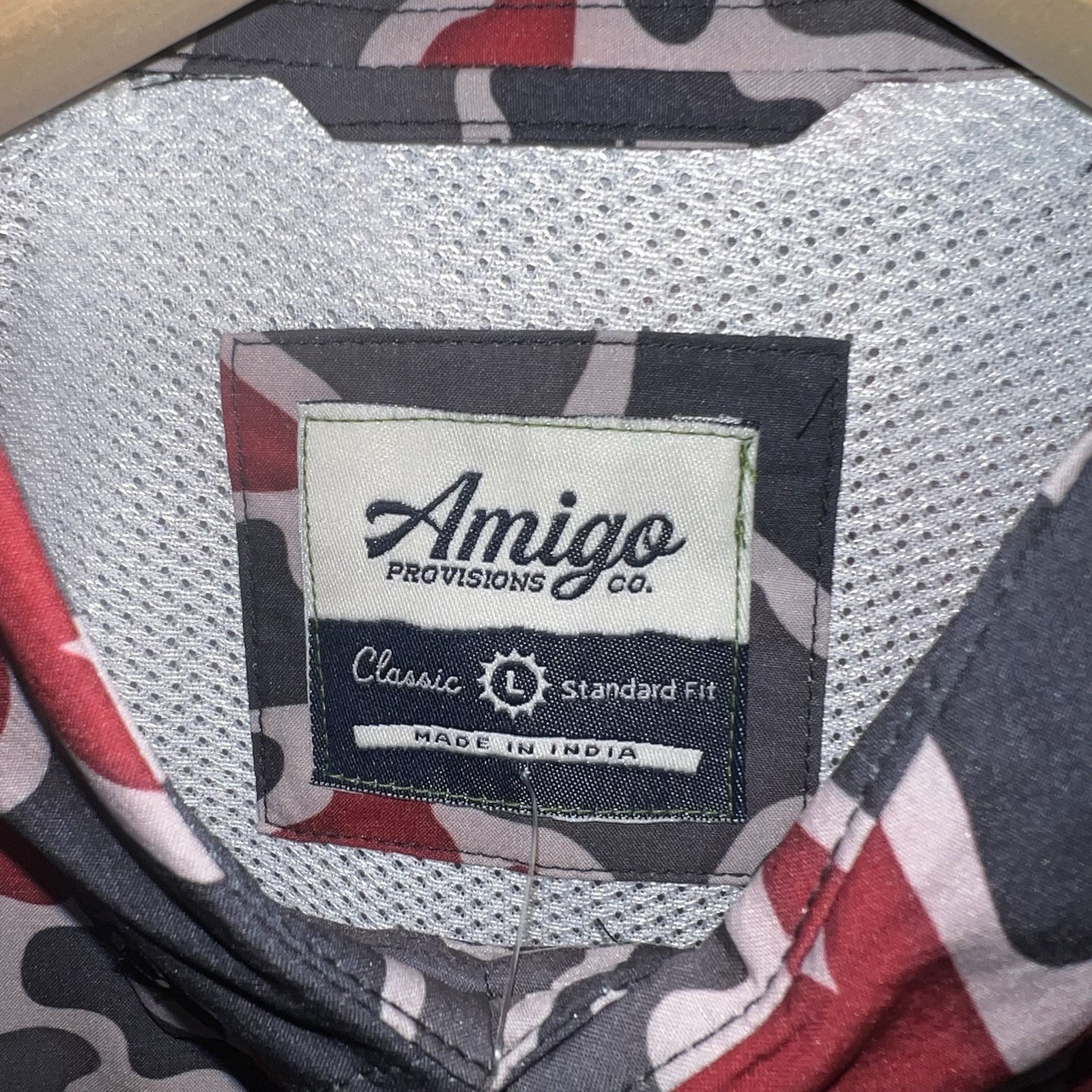 AMIGO PROVISIONS CAMOUFLAGE PRIMERO SHIRT NCAA TEXAS TECH RED RAIDERS LARGE NEW