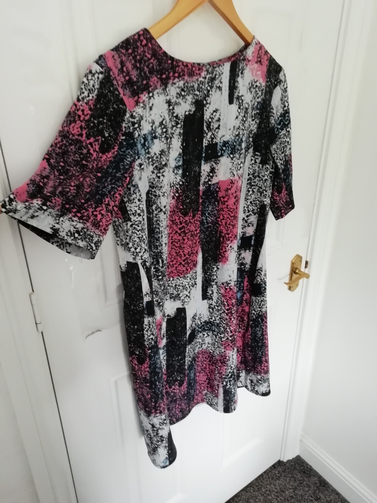 Warehouse Size 10 Black Pink Blue White Silky Feel Shift Dress Back Zip Ladies