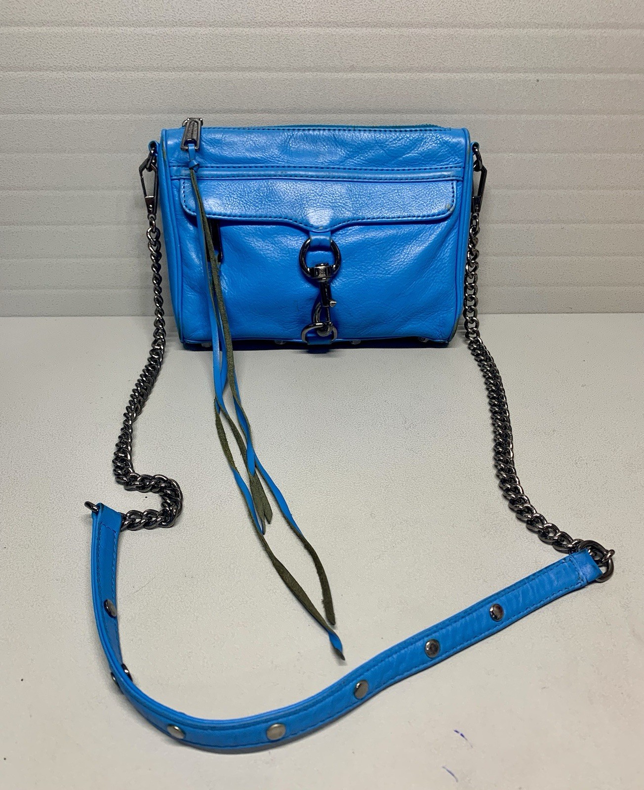 Rebecca Minkoff Mini M.A.C Blue Leather Crossbody Bag Studs w/ Classic Hardware