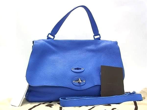 ZANELLATO Postina Leather 2 Way Shoulder Bag Blue FM4482