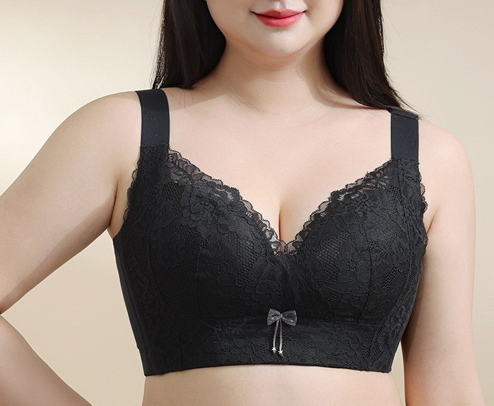 Women Bras Full Coverage Lace Wireless Push up Plus Size Underwear 33651