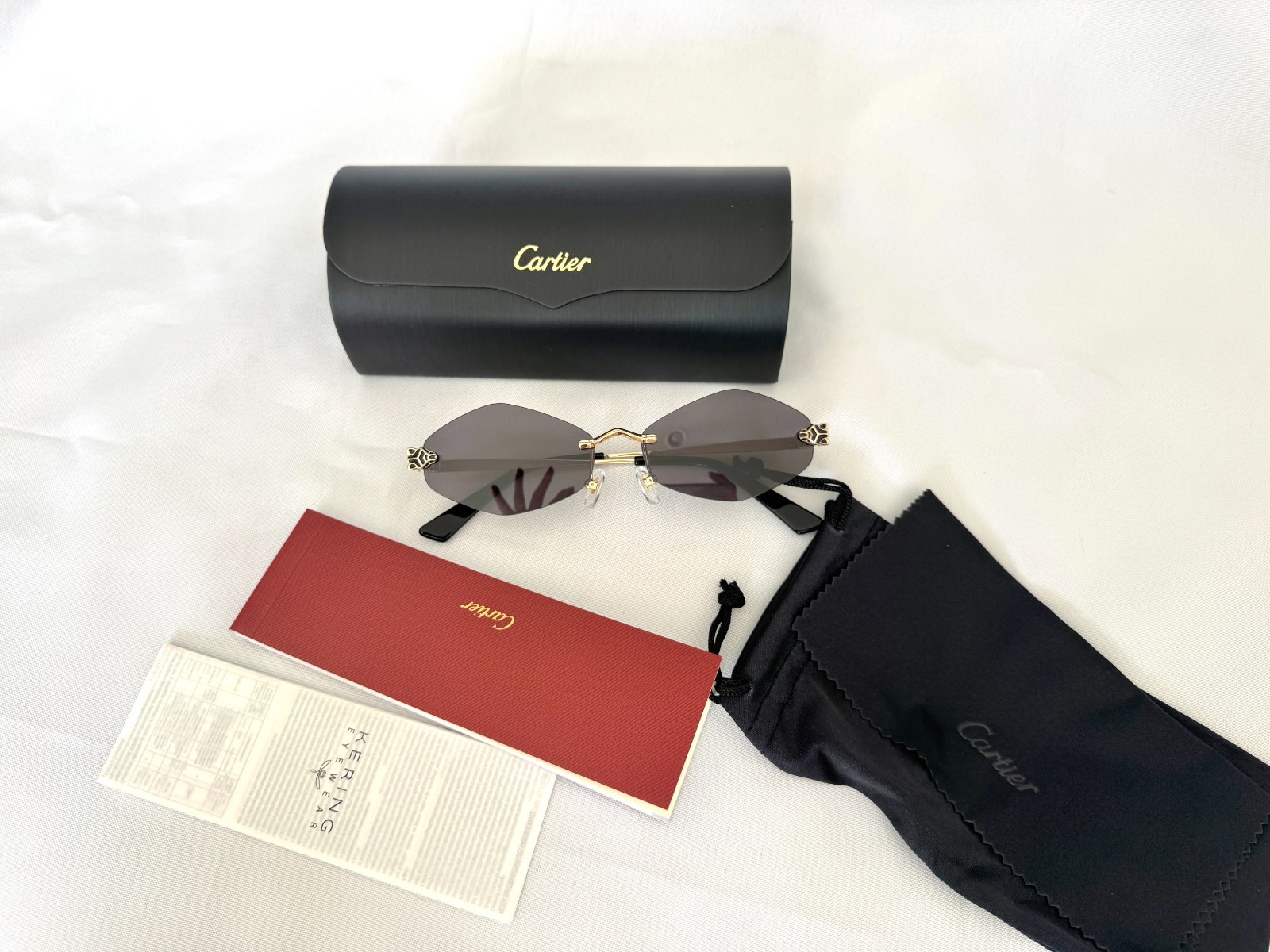 CARTIER Panthere De Cartier Sunglasses CT0433S 001 Gold Grey Lens