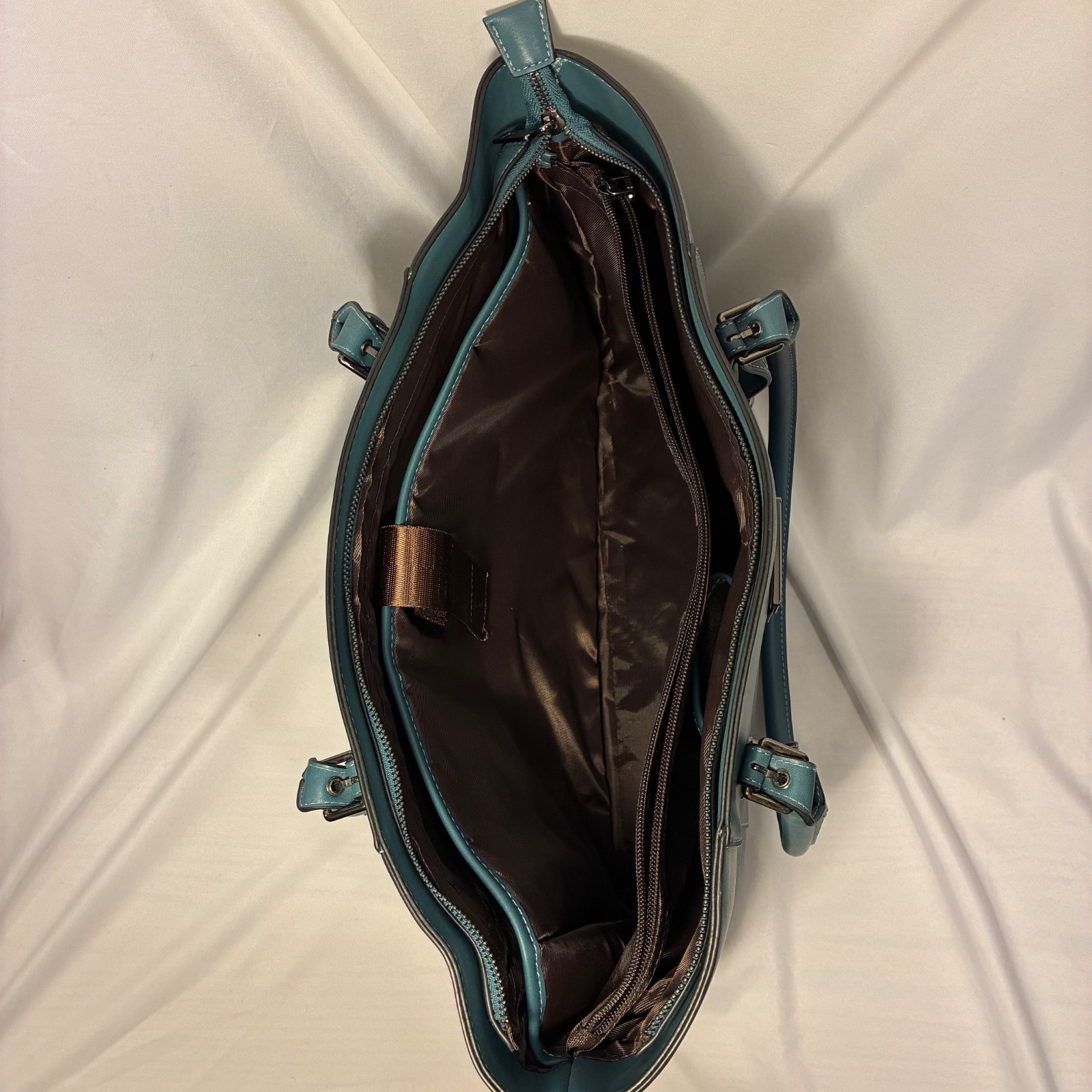 18 inch Laptop Tote Bag Leather Messenger Handbag Blue