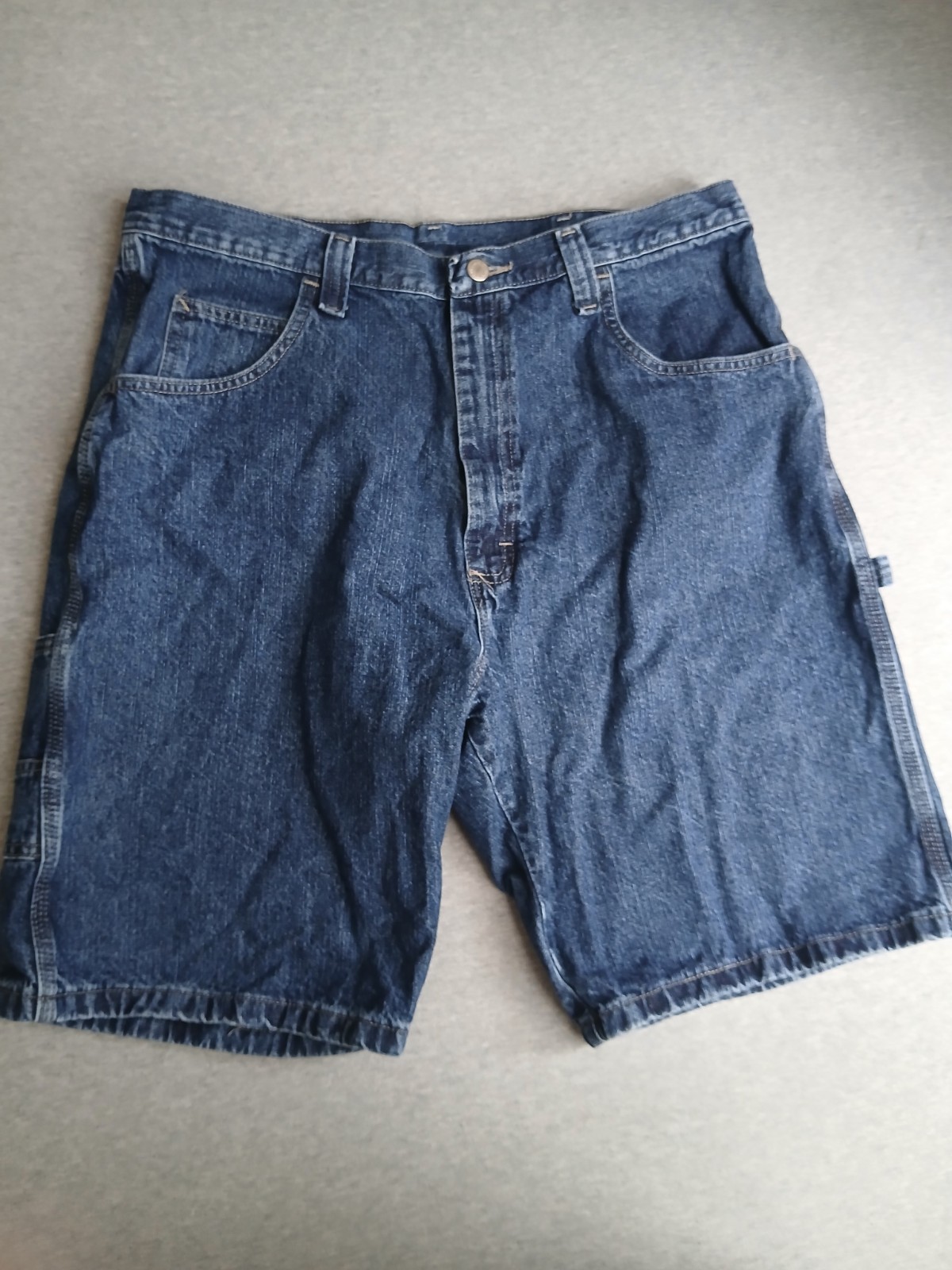 Wrangler Jean Shorts 36 Carpenter Hammer Loop Baggy Jorts 9″ Grunge Y2k