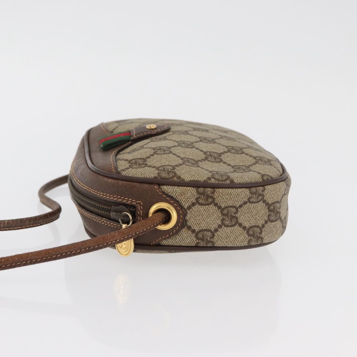 GUCCI GG Supreme Web Sherry Line Bag PVC Beige Gold 007 58 6112 Auth 176401